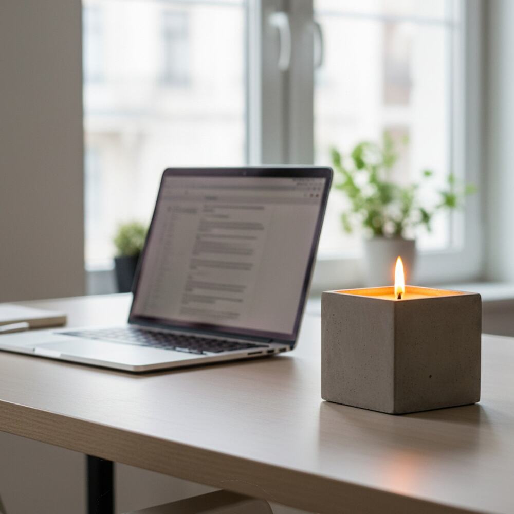 Soft Timber — Warm Vanilla Cedar Candle (Large Stone Block) — 14 oz / 35 oz - Picture 7 of 8